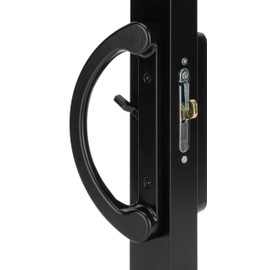 Easy Fix Hardware 8" Sliding Door Handle Set with Mortise Lock - Replace Patio Glass Door Handles Quickly and Easily – Black Diecast, Non-Keyed, Fits 3-15/16” Hole Spacing