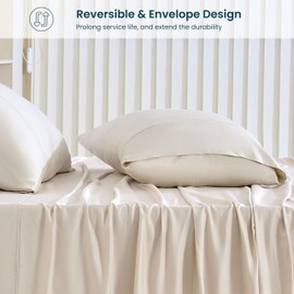 GOKOTTA 100% Rayon Derived from Bamboo Pillow Cases 2 Pack, Soft Envelope Pillowcases (Light Beige, King 20"*36")