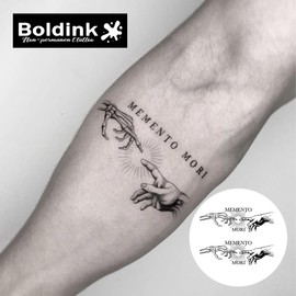 Boldink Temporary Tattoos, semi permanent tattoos, 15-day long lasting tattoo sticker, waterproof and anti-reflective, unique design（ Memento Mori Hand）