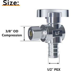 VINTEX 5 Pack 1/2 Inch Pex x 3/8 Inch Od Angle Pex Valve,Water Shut Off Valve,Quarter Turn Crimp Fittings Angle Stop Valve,Chrome Plated Brass,CPVC
