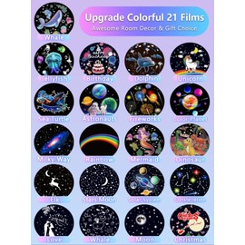 21 Sets of Films, Night Light Projector for Kids Bedroom, Ceiling, Baby Night Light Projector, Star Projector with 360° Rotation Dimmable for Baby Girls Boys, Birthday, Christmas, Nursery, Room Decor