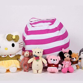 VOANZO Kids Toy Storage Bag 24 inch Large-capacity Spherical Plush Canvas Plush Toy Storage Bag for Child Accessories (Rose Red)