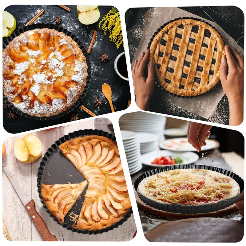 Quiche Pan,24cm/9.5in Flan Tins with Loose Base,Flan Case Tin Removable