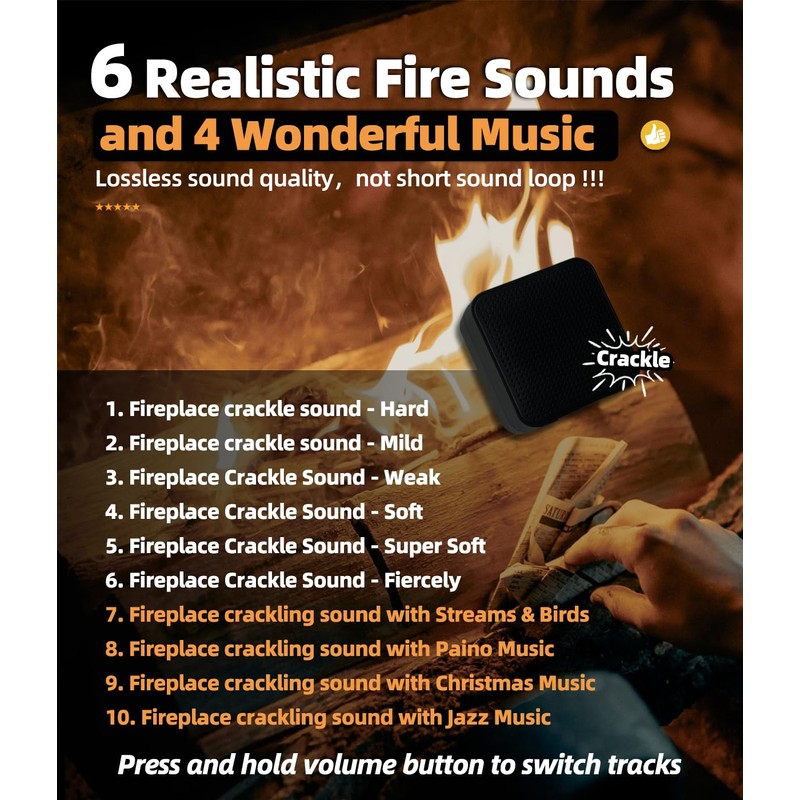 MSELTOS Fireplace Crackler Sound Box for Electric Fireplace, 2 in