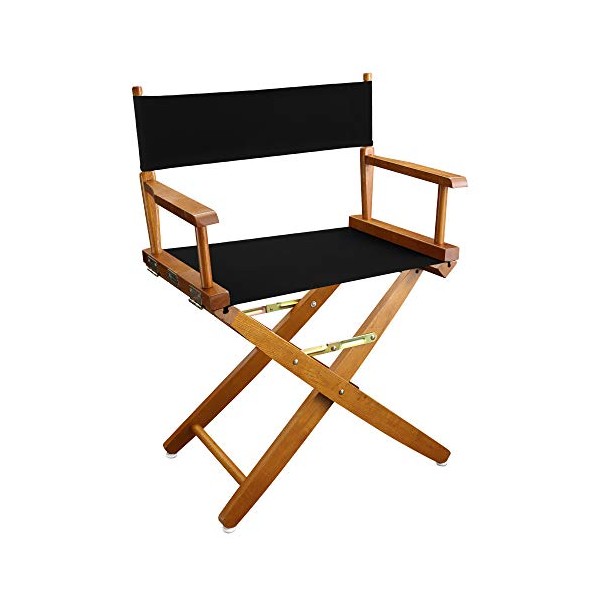 American Trails Extra-Wide Premium 18" Director's Chair Mission Oak Frame with Black Canvas