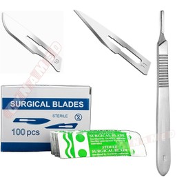 100 Sterile #11# 10 Surgical Blades w/Free # 3 Scalpel Knife Handle Medical Dental CYNAMED