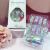 24Pcs Colorful Swirl Fake Nails Gold Stars Press on Nails