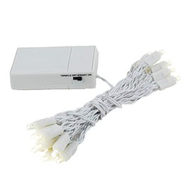 Novelty Lights, Inc. BAT20 LED Battery Operated Christmas Mini Light String Set, Warm White, White Wire, 20 Light, 8' Long