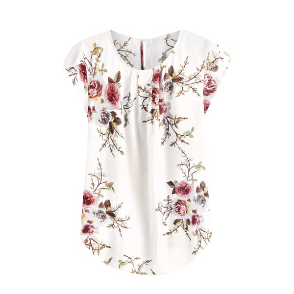 Milumia Women's Elegant Floral Print Petal Cap Sleeve Pleated Vacation