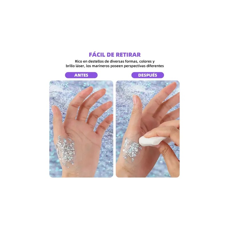 9pz Body Glitter Maquillaje Cabello Cuerpo Brillos Colores