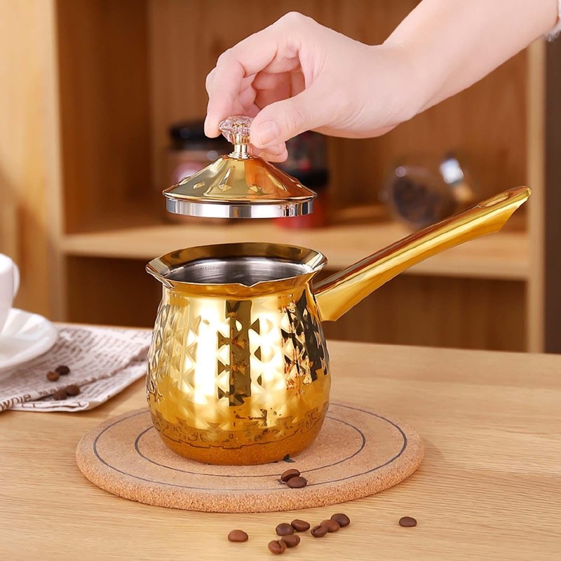 BEALIFE Greek Coffee Pot with Long Handle Traditional Style for