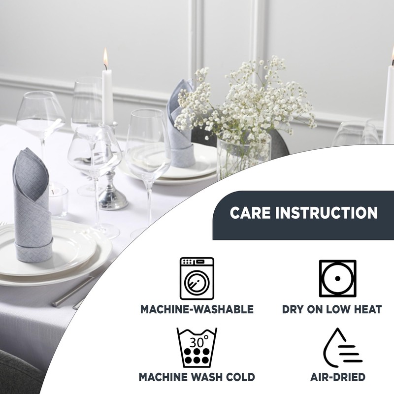 WedDecor White Square Tablecloth 54 x 54 inch Polyester Linen