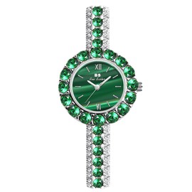 RORIOS Women Watches Analogue Quartz Watch with Rhinestone Bracelet Waterproof Green Ladies Wrist Watch Elegant Dress Watch for Ladies Girls