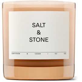 SALT & STONE Scented Candle | Hand-Poured, Aromatic & Fragrant | Made with Natural Coconut & Soy Blend Wax | 100% Cotton Wick | Long-Lasting 50 Hour Burn Time (8.5 oz) (Saffron & Cedar)