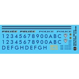 NetzlofDesign and Model Works S Scale (1:64) - Generic Police 1990s Style Blue Lettering Decals