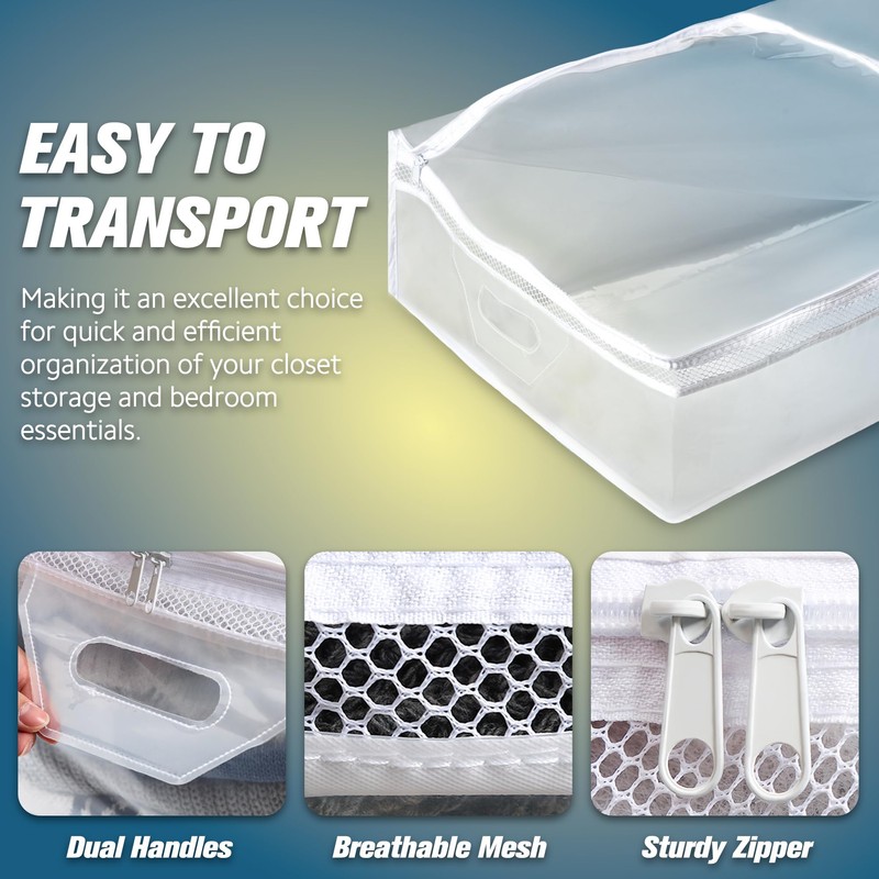 HIBAG 20 Gallon Under Bed Storage Containers, Underbed Clothing Storage