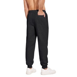 PINSPARK Men's Sweatpants Joggers with Pockets Casual Sweat Pants for Mens Fleece Lined Sweatpants Thermal Black Men Joggers Pants