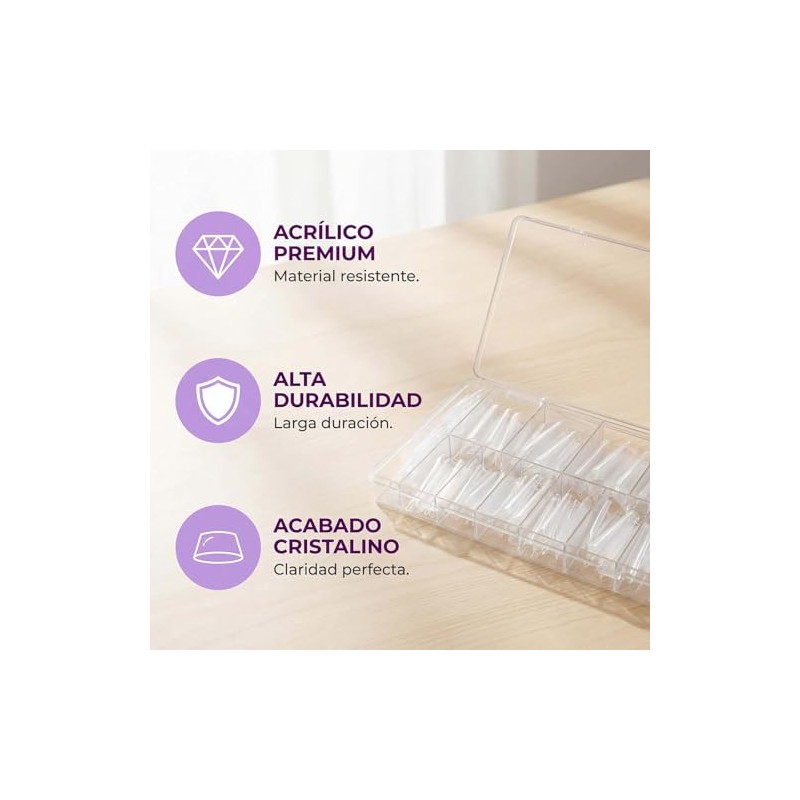 Nivofu 480 Piezas Uñas Postizas Largas y Transparentes, No C