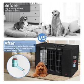 Peipaws Dog Crate Cover 48 Inch - Three Doors Waterproof Dog Kennel Cover, 600D Oxford Fabric Cage Covers with a Water Bottle Nozzle, Allowing Dogs to Drink Water at Any Time. Black (Cover Only)