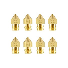 Aokin 8 Pcs 0.2mm MK8 Extruder Nozzles 3D Printer Nozzles for Creality Ender 3/3 Pro/3 V2, Ender 5/5 Pro, CR-10/10S, Makerbot, Anet A8 3D Printer