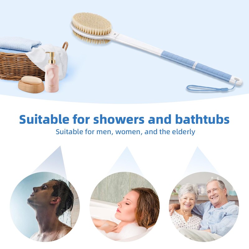 Bath Brush Long Handle for Shower, Back Scrubber for Shower,