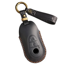 ontto Car Key Case Key Cover Fits Mercedes C S Class W206 W223 C260 GLE GLC 300 EQE53 AMG EQS 450 Protective Key Case Genuine Leather Key Case 3 Buttons Black