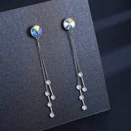 SBLING Platinum-Plated Color Change Multi-Teardrop Earrings Made with Aurora Borealis Austrian Crystals (Friction Back-New)