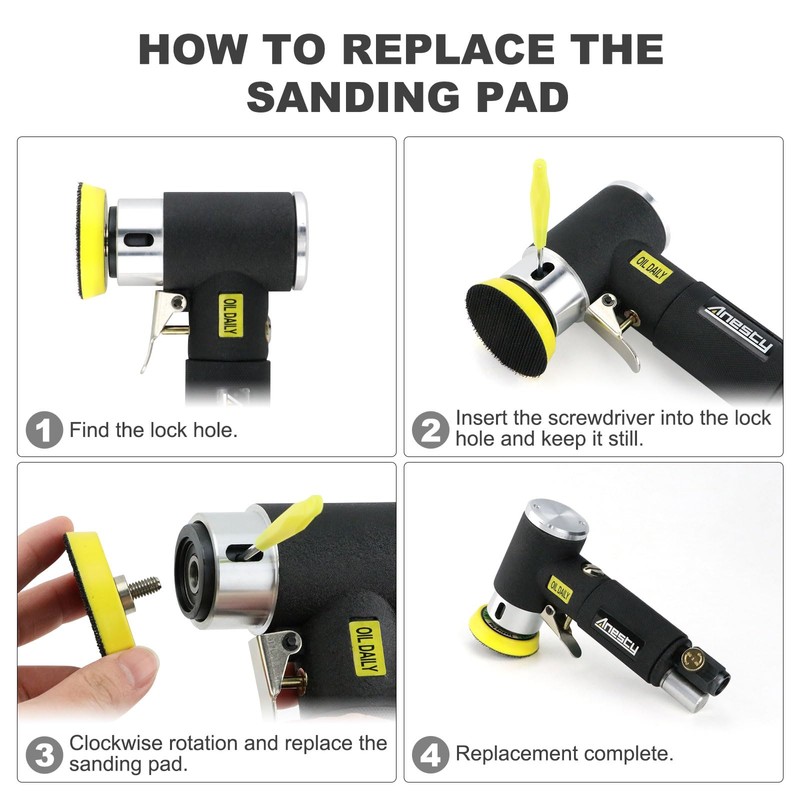 Mini Air Orbital Sander 1/2 /3 Inch DA Action Random
