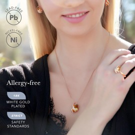 Leafael Wish Crystal Pendant Necklace, Rose Gold or Silver Plated Necklaces for Women with Birthstone Crystal, Jewelry for Women, 18+2 Inch Chain Extender, Wedding Birthday Gifts for Wife Mom