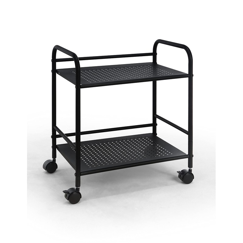 SunnyPoint 2-Tier Metal Rolling Utility Cart – Mobile Storage Shelf