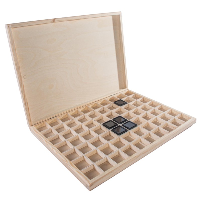 WooDeeDoo Shallow Slim Wooden Box | 70 Compartments | Gemstone