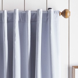 Martha Stewart Lido Linen Blackout Foam Lined Rod Pocket/Back Tab Window Curtain Panel Pair, 84", Grey