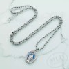 Miraculous Medal Necklace 1" Italian Blue Virgin Mary Pendant w/