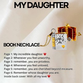 ziella To My Daughter Book Necklace for Women,Openable Multi Layer Book Necklace with 6 Pages of Engraved Information,Heart Locket Gifts for Sister/Wife/Love/Girlfriend