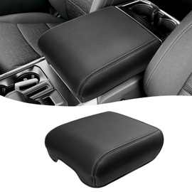 Funda para consola central para Ford F150 2021-2026, accesorios, de vinilo y cuero, protector de reposabrazos central, antiarañazos, costuras grises y negras, solo para asiento tipo cubo