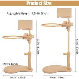 guofa Embroidery Hoop Stand, Hands Free Cross Stitch Stand for Lap/Ovals, 360° Adjustable Wooden Holder for Cross Stitch & Craft Needlework