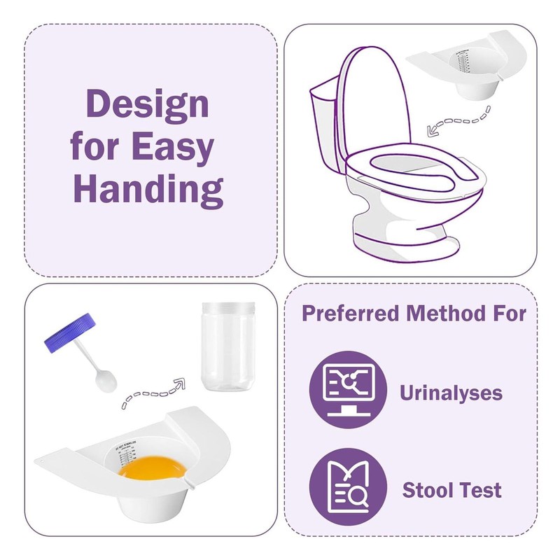 Toilet Urine Hat, 800ml Sample Collector, Plastic Pourer, Graduated Sampling