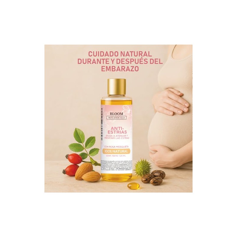 Óleo Corporal Anti-Estrías 125 ml Aceite Natural para Embarazo y