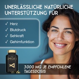 SuperSelf Omega 3 Kapseln Hochdosiert 3000mg - Premium Fischöl 120 Kapseln - Dreifache Wirkung - Hoher DHA & EPA Gehalt - Reines Omega 3 Öl aus Nachhaltigem Fischfang - Laborgeprüftes Fischöl Ohne Zusätze