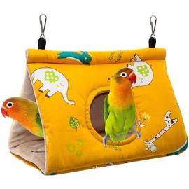 QNMD Winter Warm Bird Nest House, Huts Cage Plush, Winter Warm Nest for Bird Cages, Winter Parrot Bird House with Round Hole, for Grey Cockatoo, African Grey, Medium and Large Parrots
