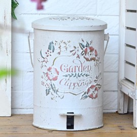 Z&Z ornamentorum Outdoor Small Trash Can with Lid Dog Poop Trash Can Outside for Kitchen Park Garden and Pedal Round Touchless Garbage with Flower and Bird Patterns