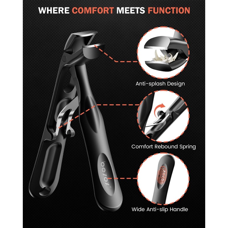BEZOX Angled Toenail Clippers for Thick Toenails – Long Handle