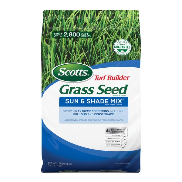 Scotts Turf Builder Grass Seed Sun & Shade Mix, Grows in Extreme Conditions & Spreads for a Durable Lawn, 7 lbs.