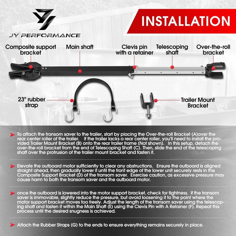 JY PERFORMANCE Adjustable Boat Transom Saver for Outboard Motor, Boat