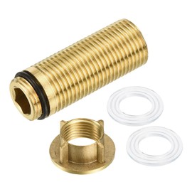 sourcing map 1 Pcs 54mm Faucet Extension Threaded Pipe Mounting Shank and 20mm Brass Fixing Lock Nut Thickening, Faucet Fittings Nipple Locknut Kit
