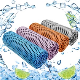 Jueerun Cooling Towel (40"x12") for Sweat 4pcs Sweat Towels Cooling Towels for Neck and Face Soft Breathable Chilly Sports Towel for Yoga,Gym,Golf,Camping,Running,Fitness,Workout…