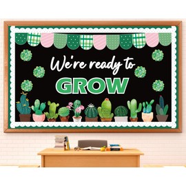 Cactus Bulletin Board Greenery Classroom Decorations Succulent We’re Ready to Grow Paper Cutouts Motivational Positive Bulletin Board Set for Back to School Nursery Door Wall Decor Teacher Supplies