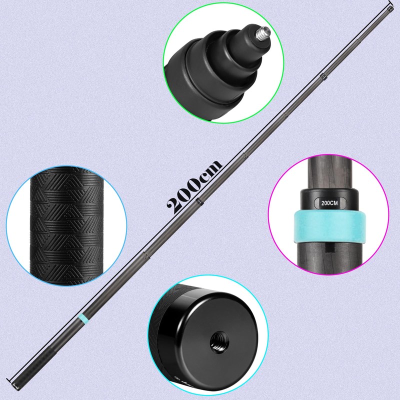 2m Carbon Fiber Invisible Selfie Stick for Insta360 X4, X3,