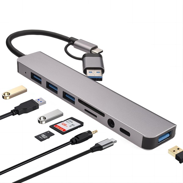 Leehitech USB C Hub, 8 in 2 Docking Station, USB