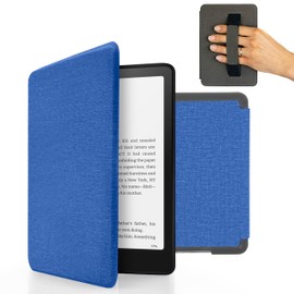 MyGadget Hülle für Kindle Paperwhite 12. Generation [ 2024 - SA569P - 7 Zoll ] mit Handschlaufe & Auto Sleep | Wake Funktion - Flip Case in Dunkelblau